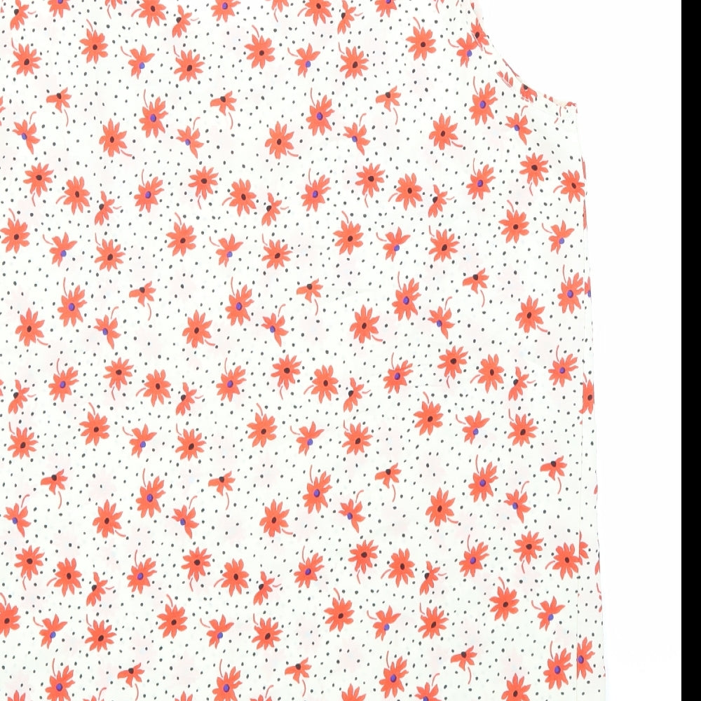 Cutie Womens White Floral Polyester Basic Tank Size 12 V-Neck