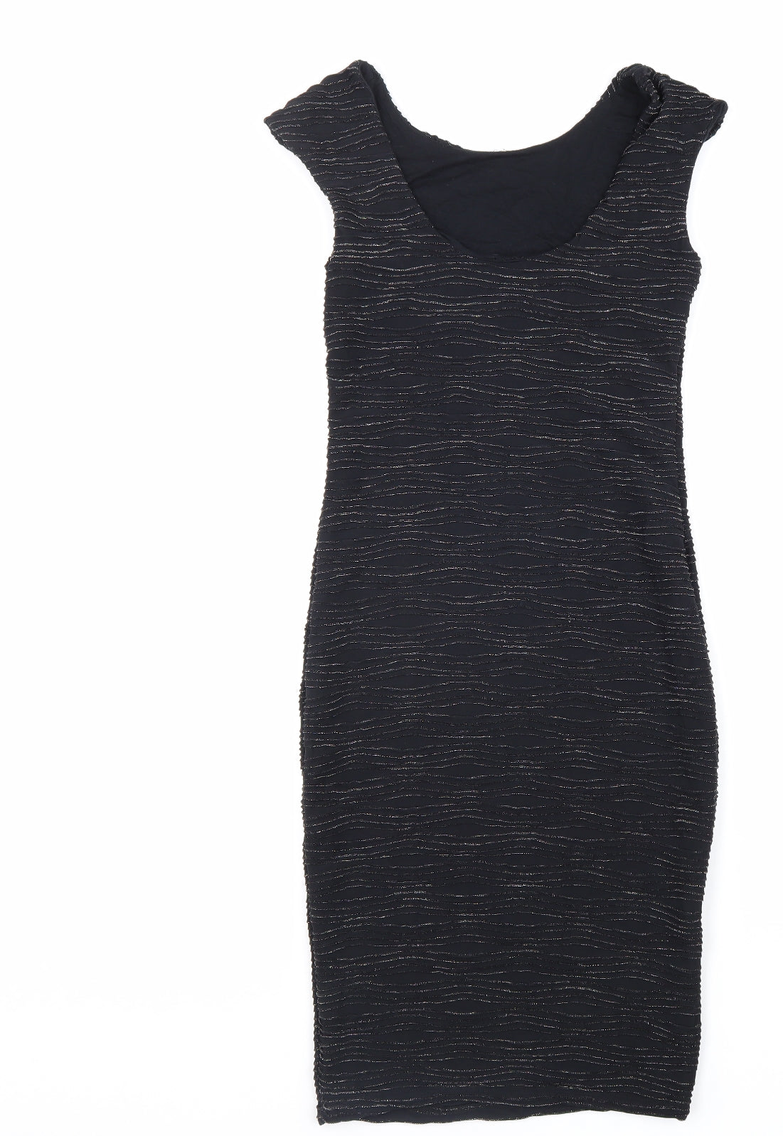 Preworn Womens Black Polyester Pencil Dress Size 10 V-Neck Pullover