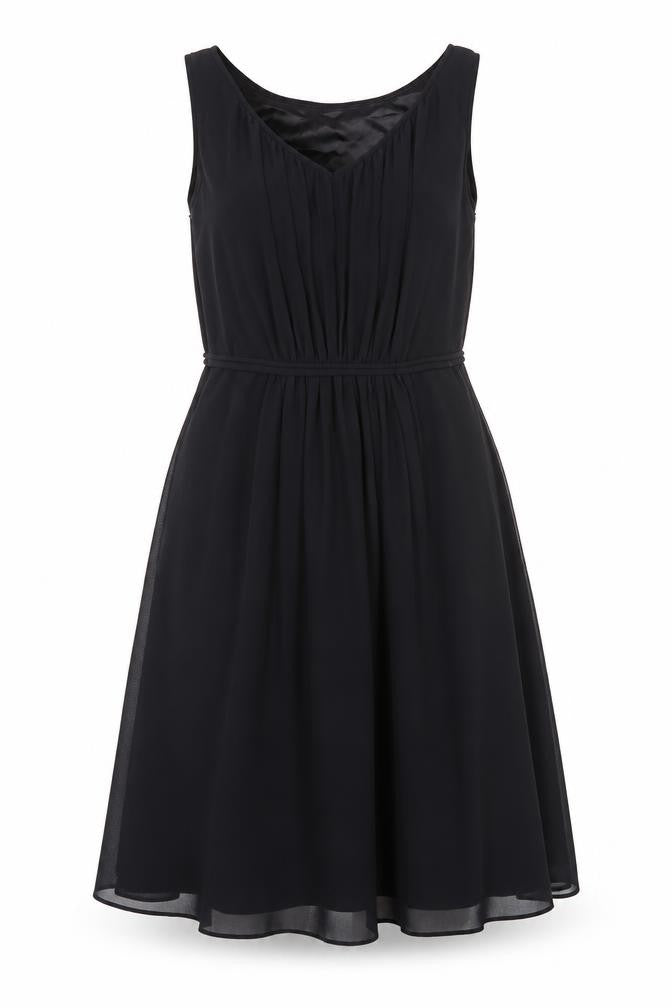 Preworn Womens Black Polyester A-Line Size 8 V-Neck Zip