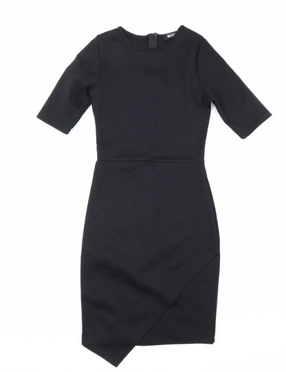 Missguided Womens Black Polyester Shift Size 8 Round Neck Zip