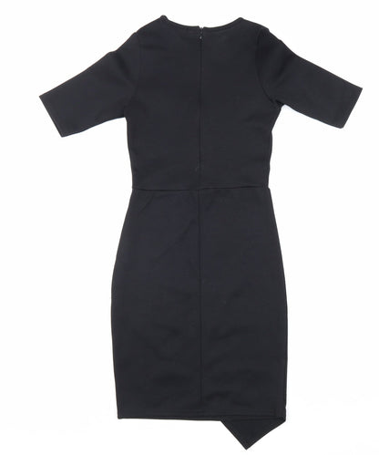 Missguided Womens Black Polyester Shift Size 8 Round Neck Zip