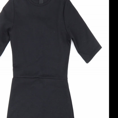 Missguided Womens Black Polyester Shift Size 8 Round Neck Zip