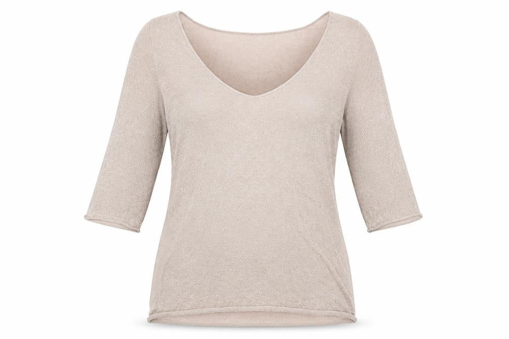 Devotion Womens Beige Viscose Basic Blouse Size L V-Neck