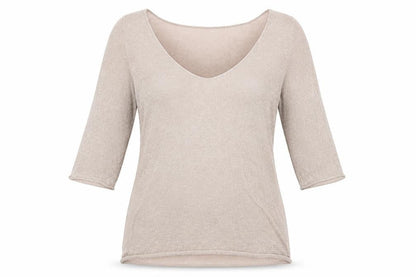 Devotion Womens Beige Viscose Basic Blouse Size L V-Neck