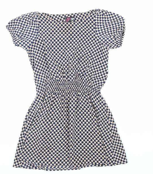 Yumi Girls Pink Geometric Polyester A-Line Size 9 Years Boat Neck Pullover - Love Heart