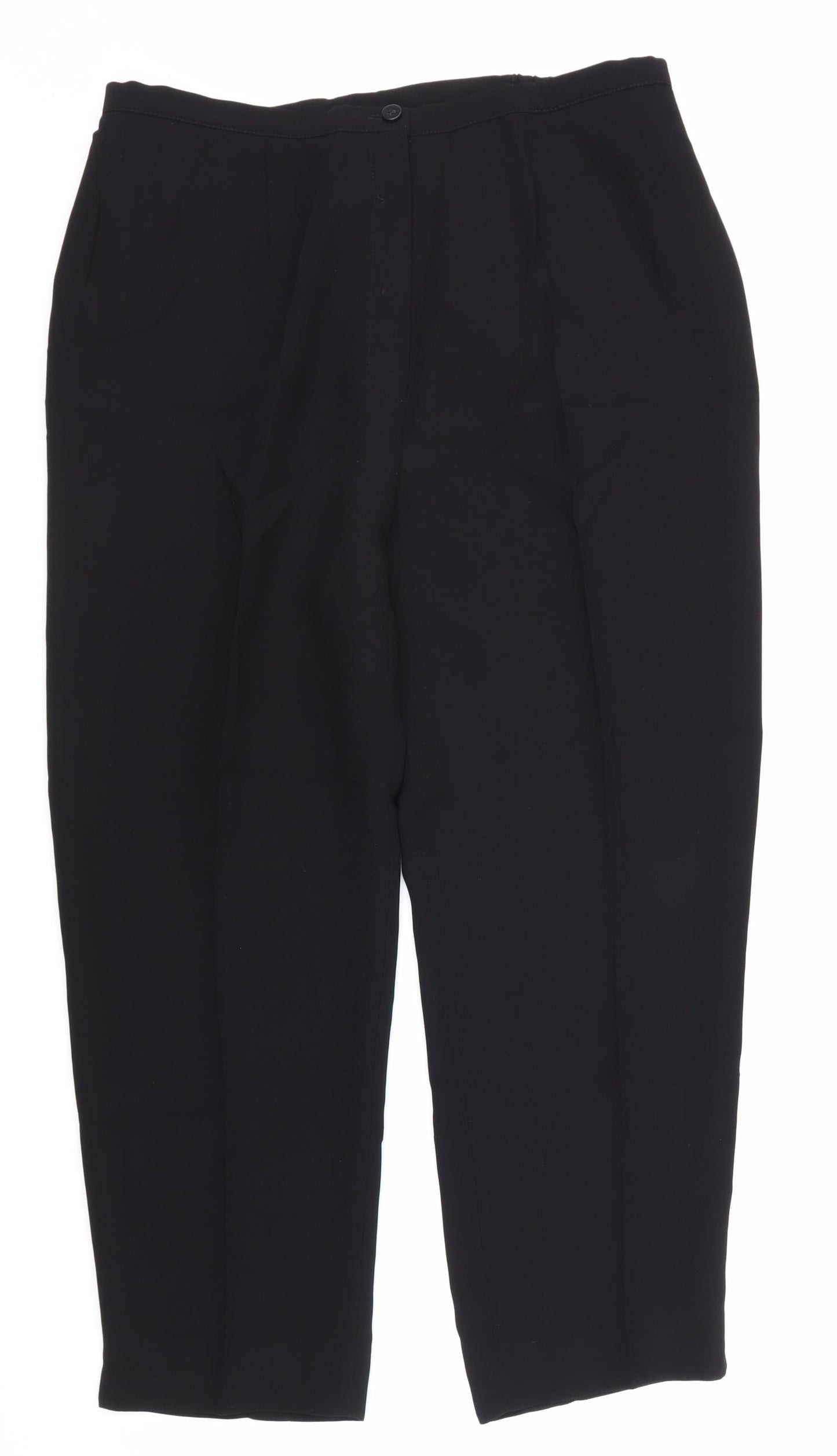 Anne Harvey Womens Black Polyester Trousers Size 14 L27 in Regular Zip