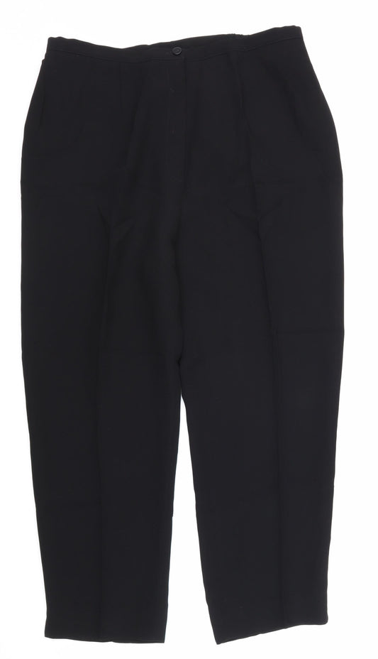 Anne Harvey Womens Black Polyester Trousers Size 14 L27 in Regular Zip