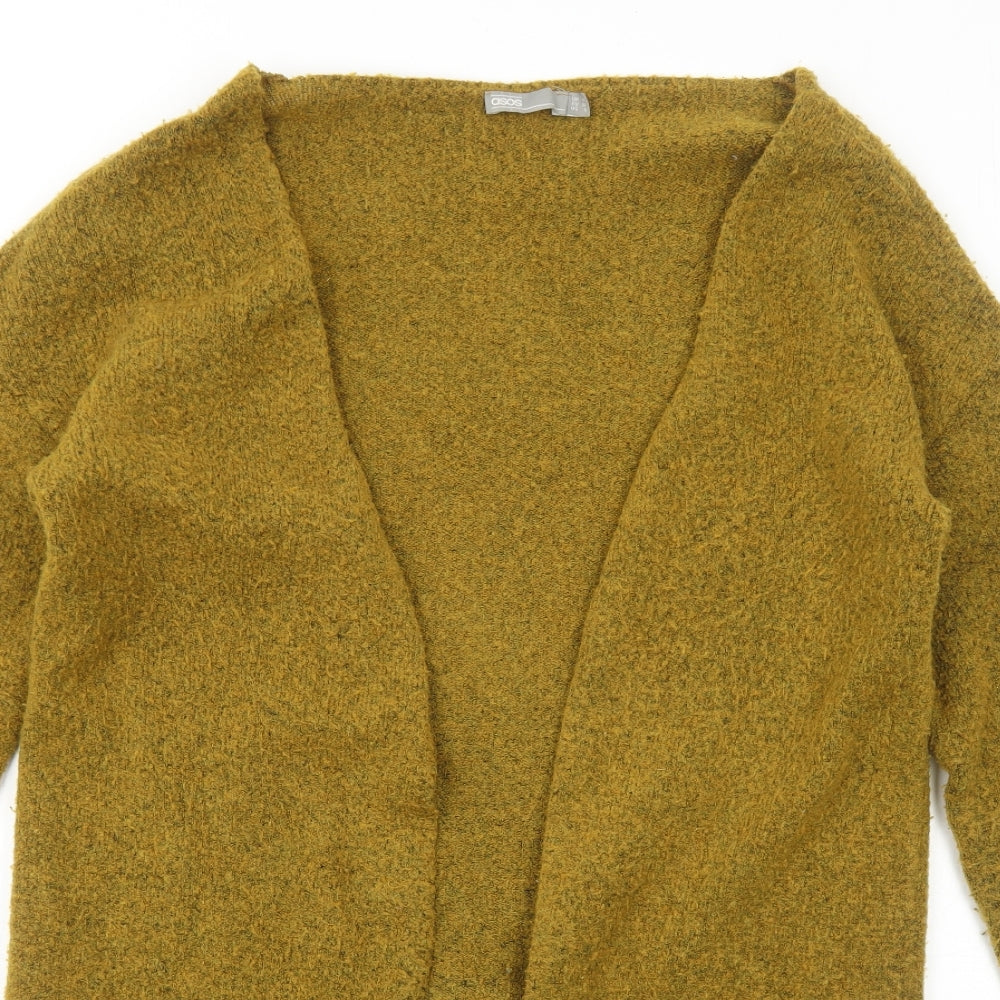 ASOS Womens Yellow V-Neck Acrylic Cardigan Jumper Size 10