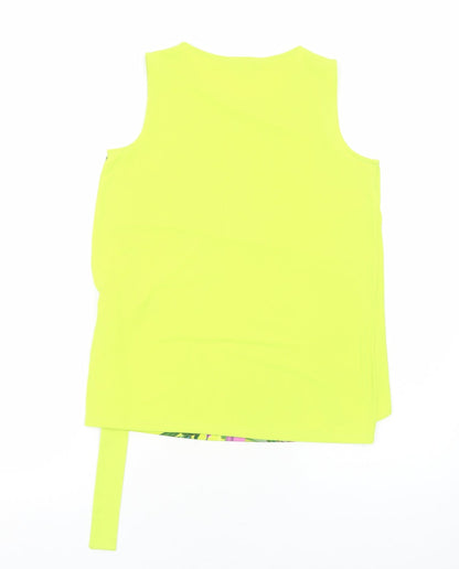 Next Womens Yellow Geometric Polyester Wrap Tank Size 10 Round Neck