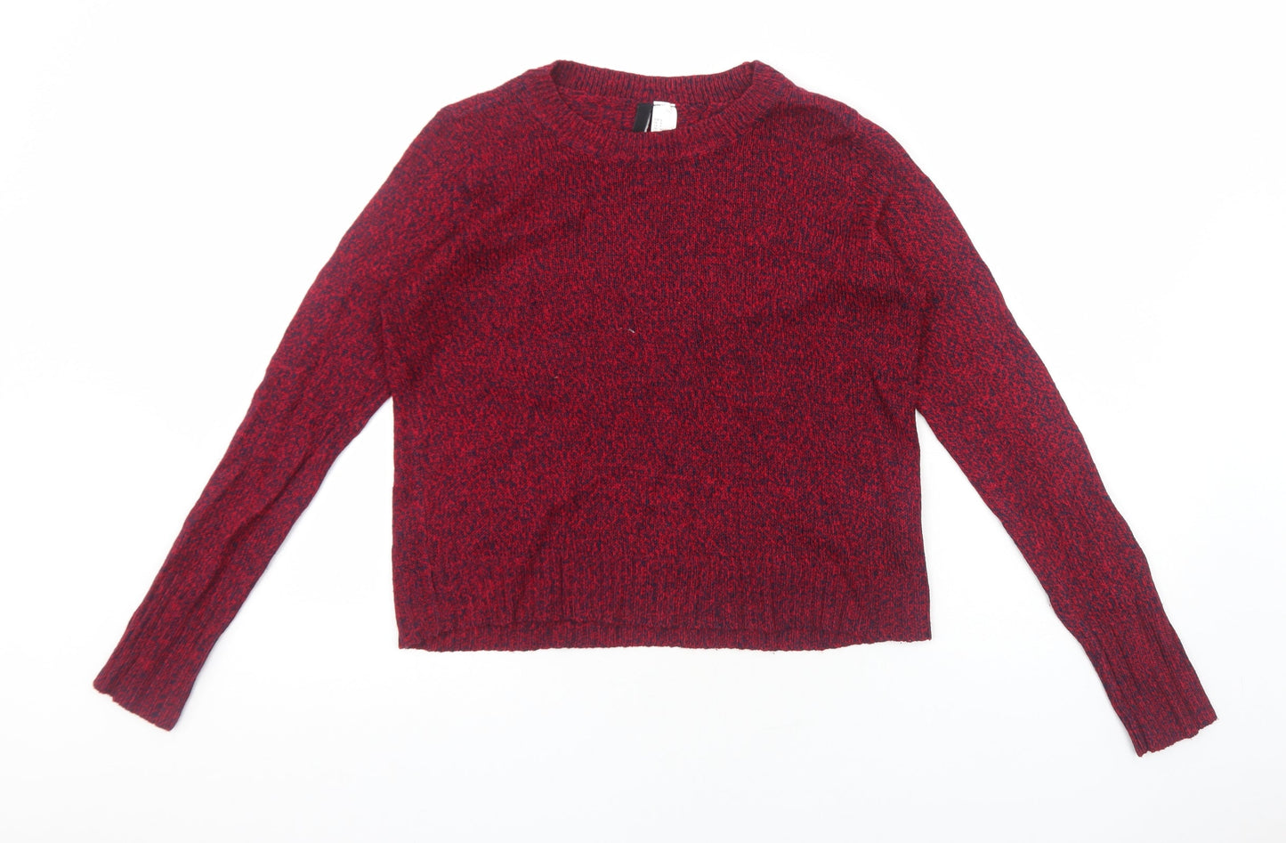 H&M Womens Red Round Neck Acrylic Pullover Jumper Size S