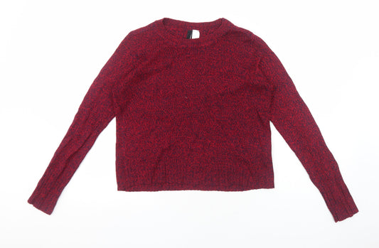 H&M Womens Red Round Neck Acrylic Pullover Jumper Size S