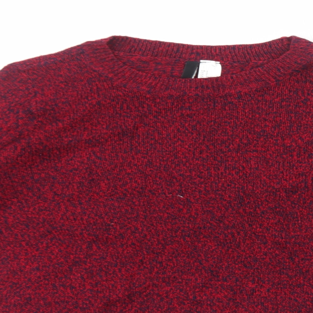 H&M Womens Red Round Neck Acrylic Pullover Jumper Size S