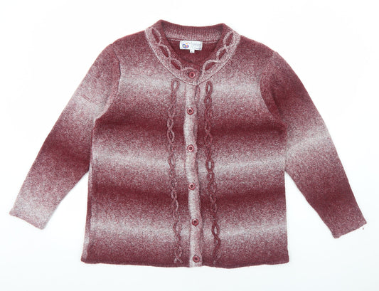 Fragrance Collections Womens Red Round Neck Acrylic Cardigan Jumper Size M - Size M-L