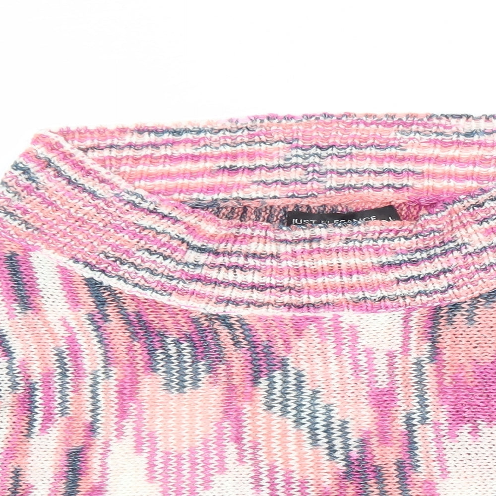 Just Elegance Womens Pink High Neck Acrylic Pullover Jumper Size L