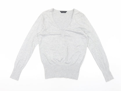 Dorothy Perkins Womens Grey V-Neck Viscose Pullover Jumper Size 14