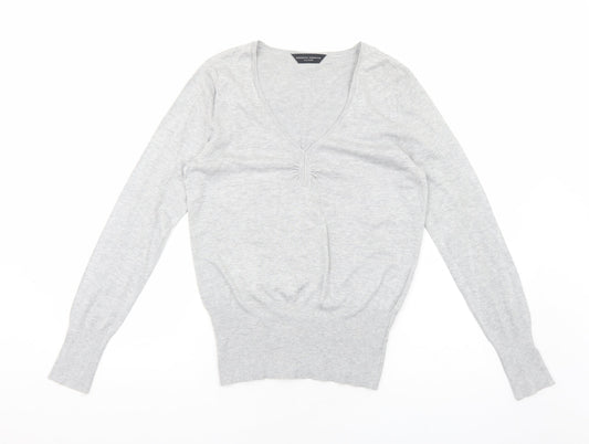 Dorothy Perkins Womens Grey V-Neck Viscose Pullover Jumper Size 14