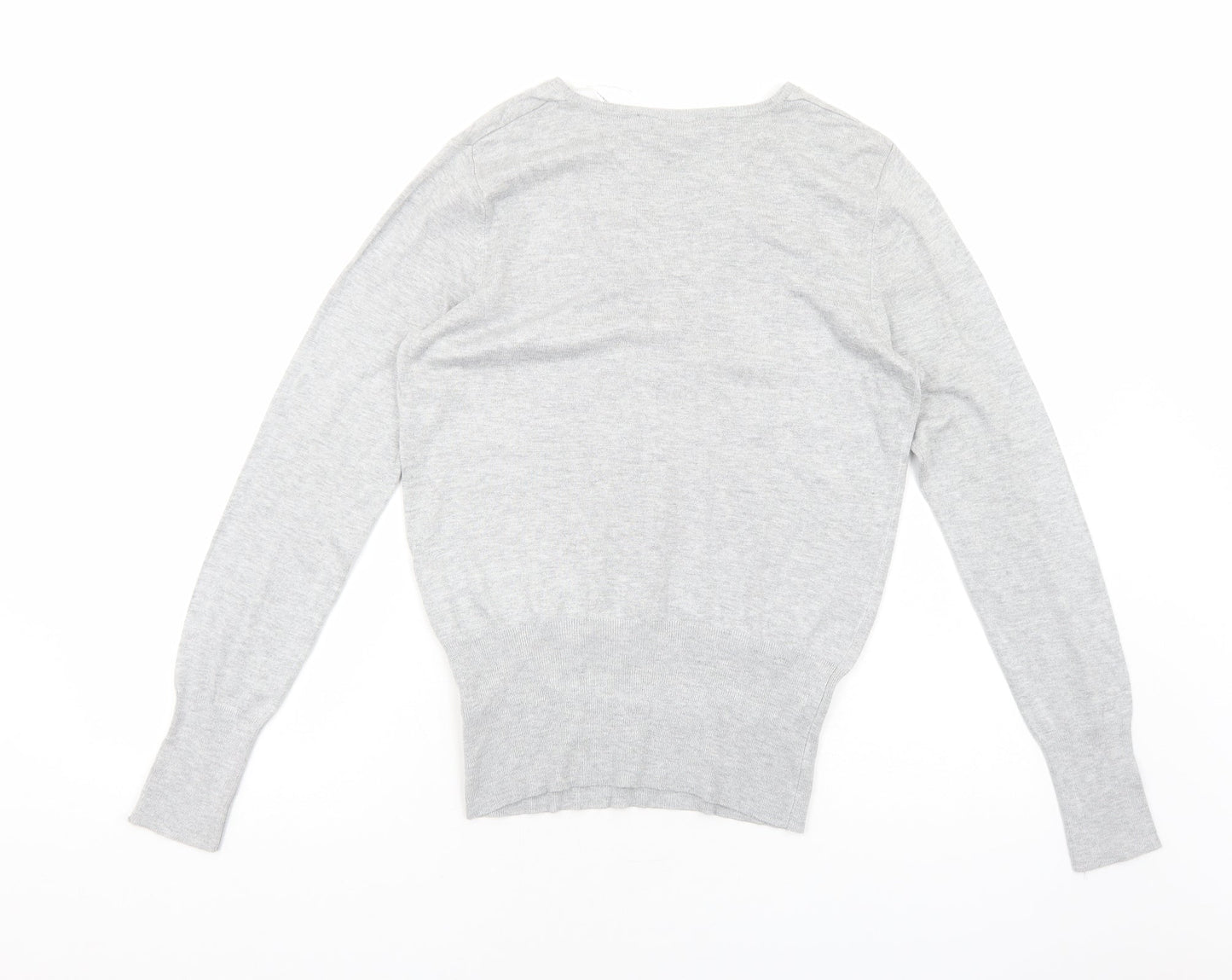Dorothy Perkins Womens Grey V-Neck Viscose Pullover Jumper Size 14
