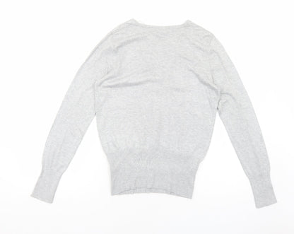 Dorothy Perkins Womens Grey V-Neck Viscose Pullover Jumper Size 14