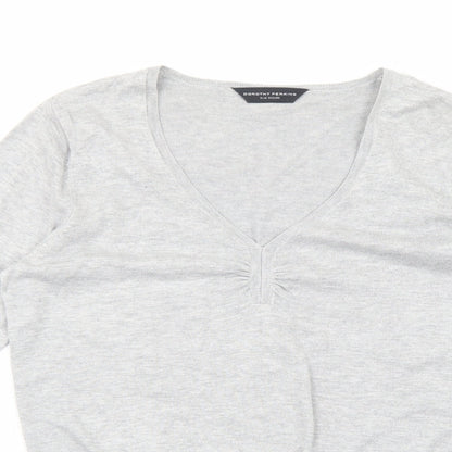 Dorothy Perkins Womens Grey V-Neck Viscose Pullover Jumper Size 14