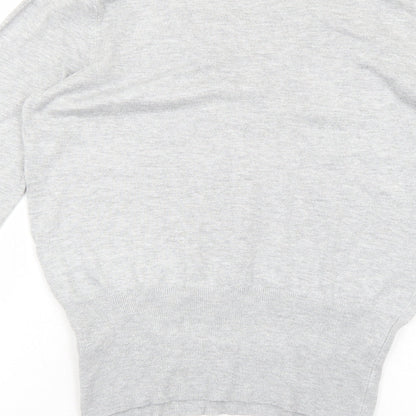 Dorothy Perkins Womens Grey V-Neck Viscose Pullover Jumper Size 14