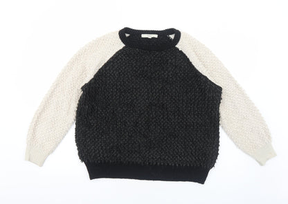 Next Womens Black Round Neck Acrylic Pullover Jumper Size 12