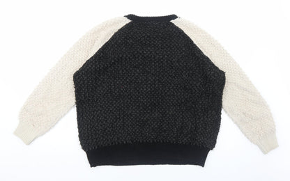Next Womens Black Round Neck Acrylic Pullover Jumper Size 12