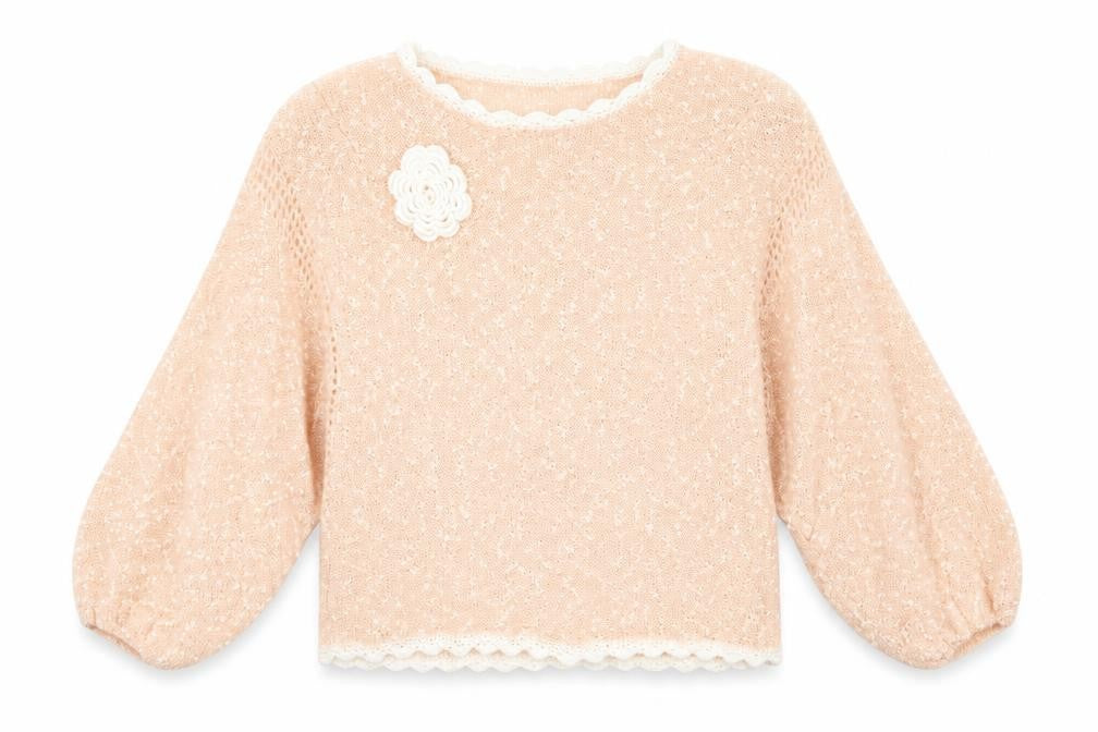 Preworn Womens Pink Round Neck Polyester Pullover Jumper Size M