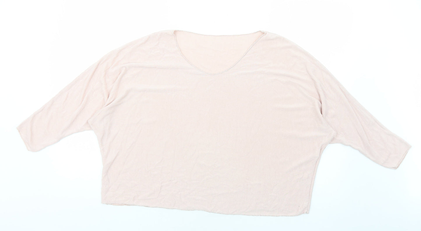 Preworn Womens Pink Viscose Basic T-Shirt Size M Round Neck