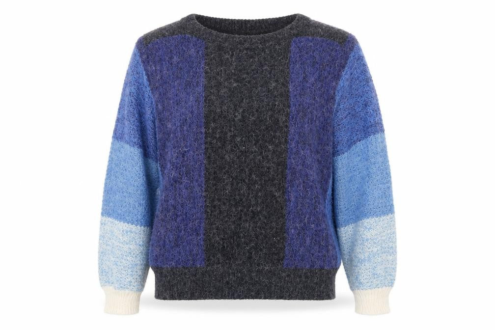 Parisienne Womens Blue Boat Neck Striped Acrylic Pullover Jumper Size S