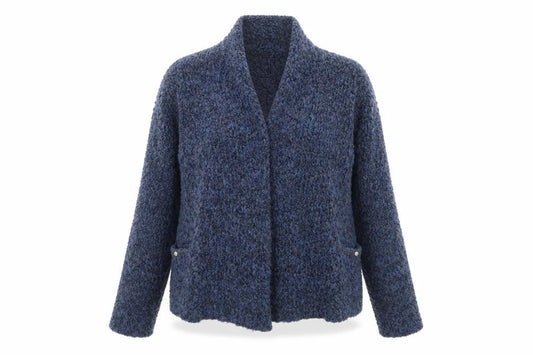 EWM Womens Blue V-Neck Acrylic Cardigan Jumper Size S