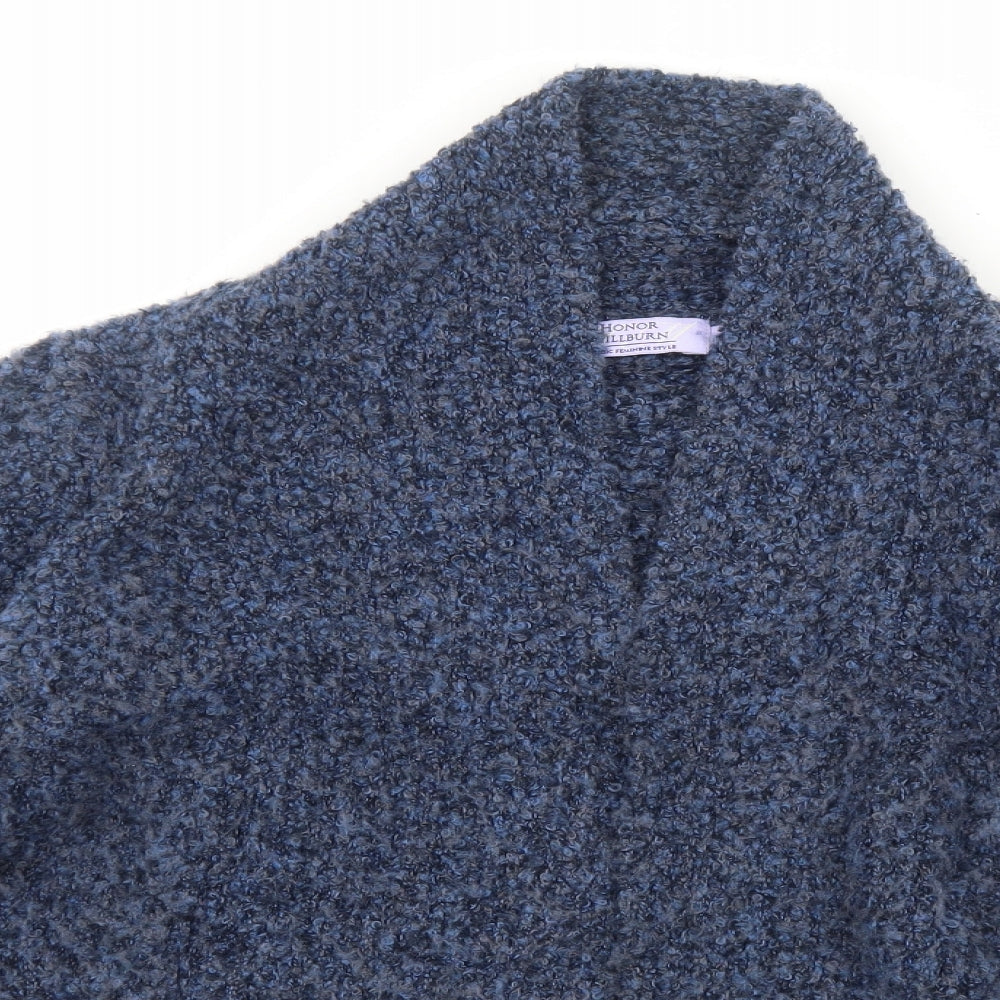 EWM Womens Blue V-Neck Acrylic Cardigan Jumper Size S