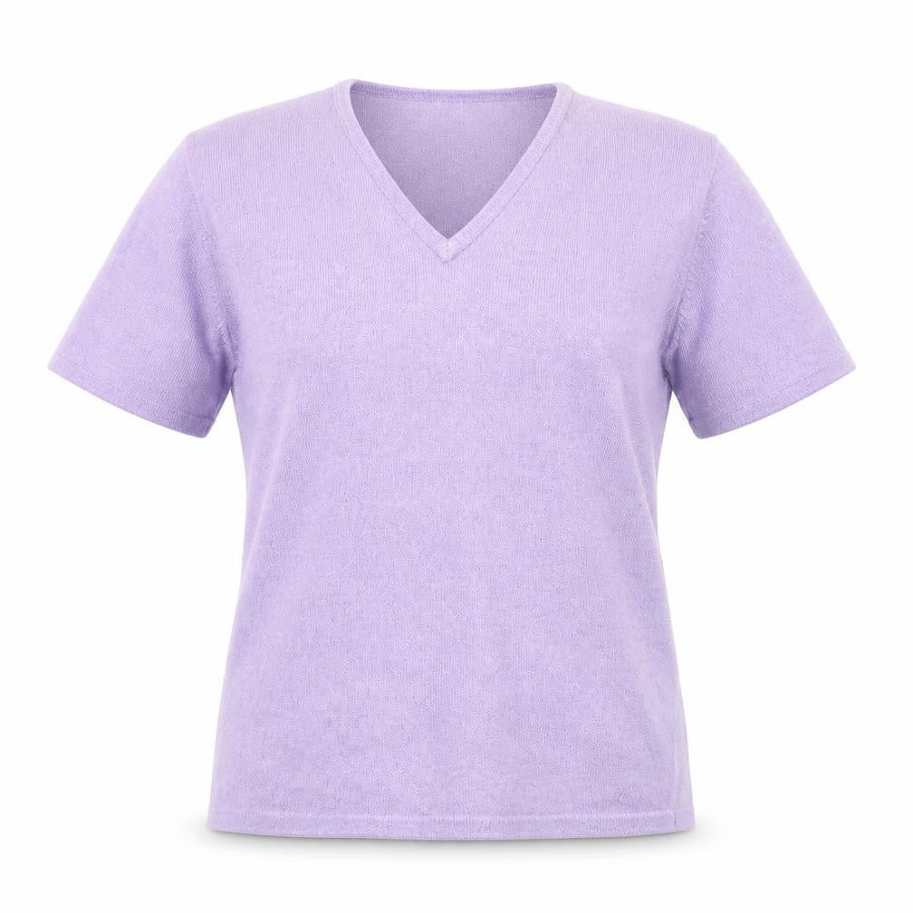 Akal Collection Womens Purple Polyester Basic T-Shirt Size S V-Neck