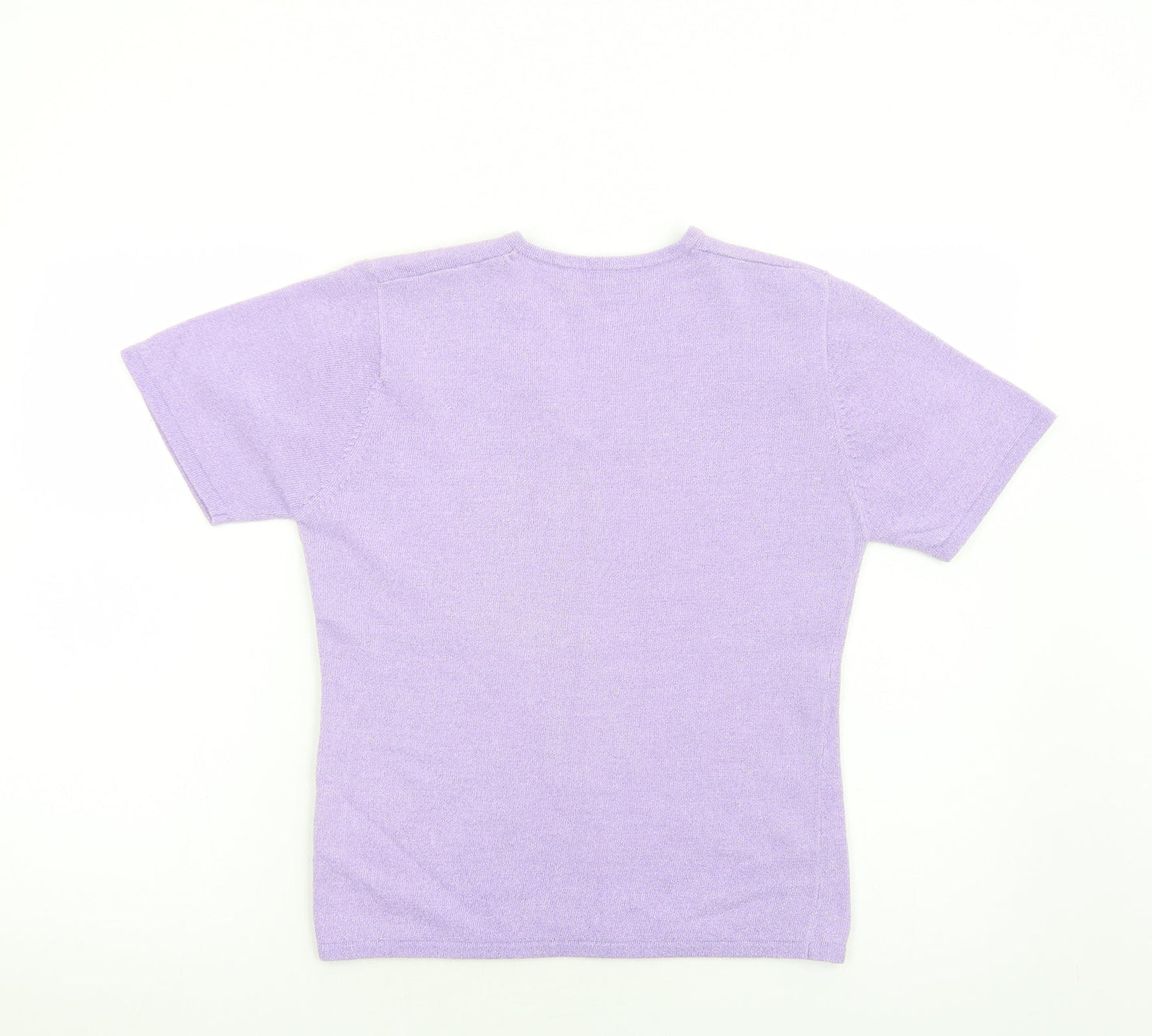 Akal Collection Womens Purple Polyester Basic T-Shirt Size S V-Neck