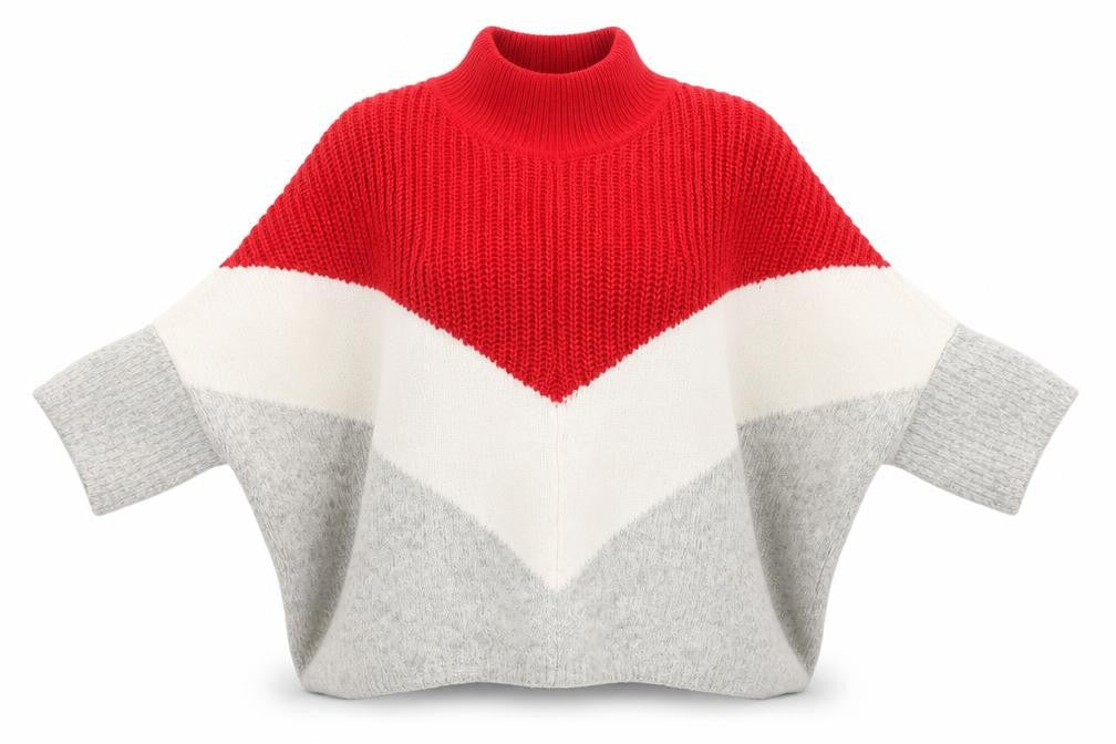 Marks & Spencer Womens Red Mock Neck Cotton Pullover Jumper Size M - Colourblock