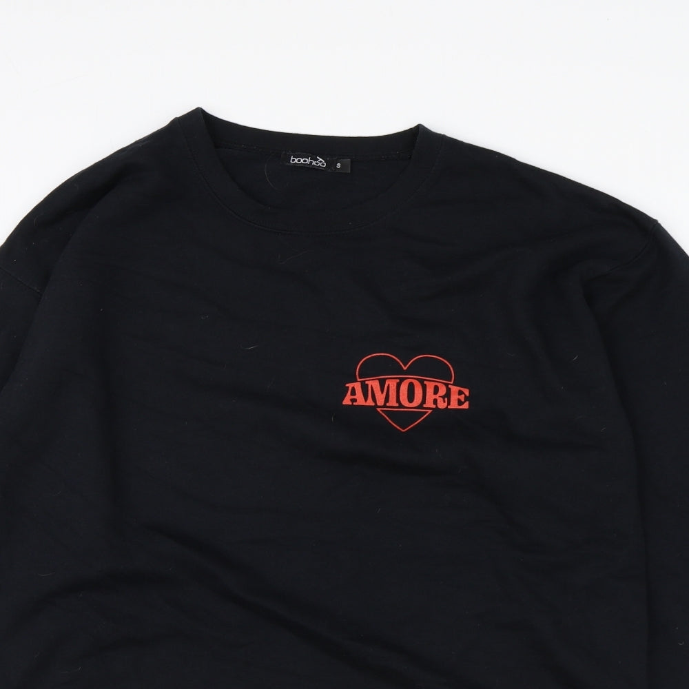 Boohoo Womens Black Polyester Pullover Sweatshirt Size S Pullover - Amore