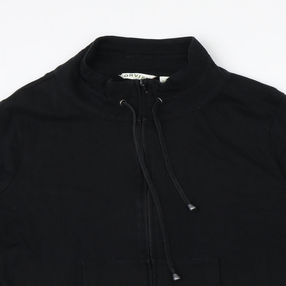 Orvis Mens Black Overcoat Coat Size XL Zip