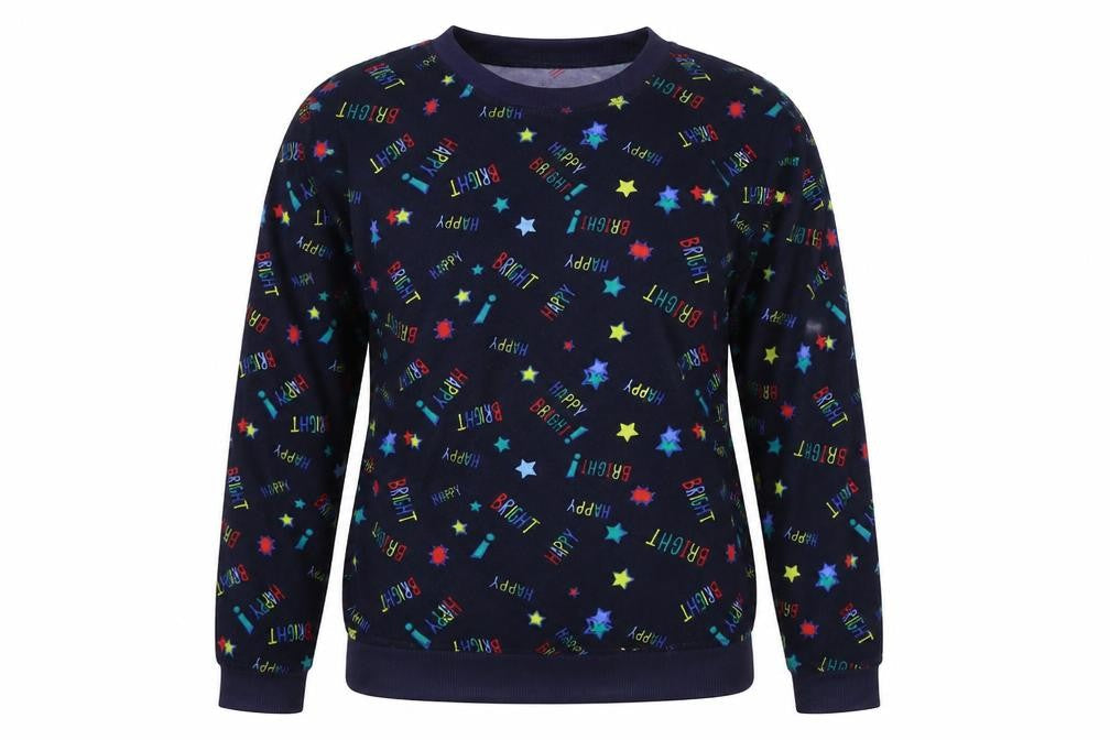 Avenue Womens Blue Geometric Polyester Pullover Sweatshirt Size 8 Pullover - Star Pattern