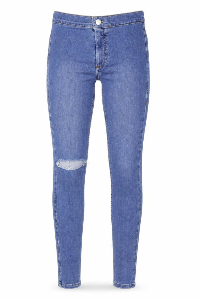 Topshop Womens Blue Cotton Skinny Jeans Size 30 in Regular Zip