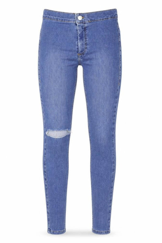 Topshop Womens Blue Cotton Skinny Jeans Size 30 in Regular Zip
