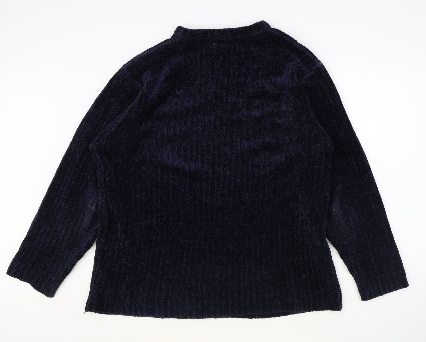 Duke Womens Blue Round Neck Acrylic Pullover Jumper Size L