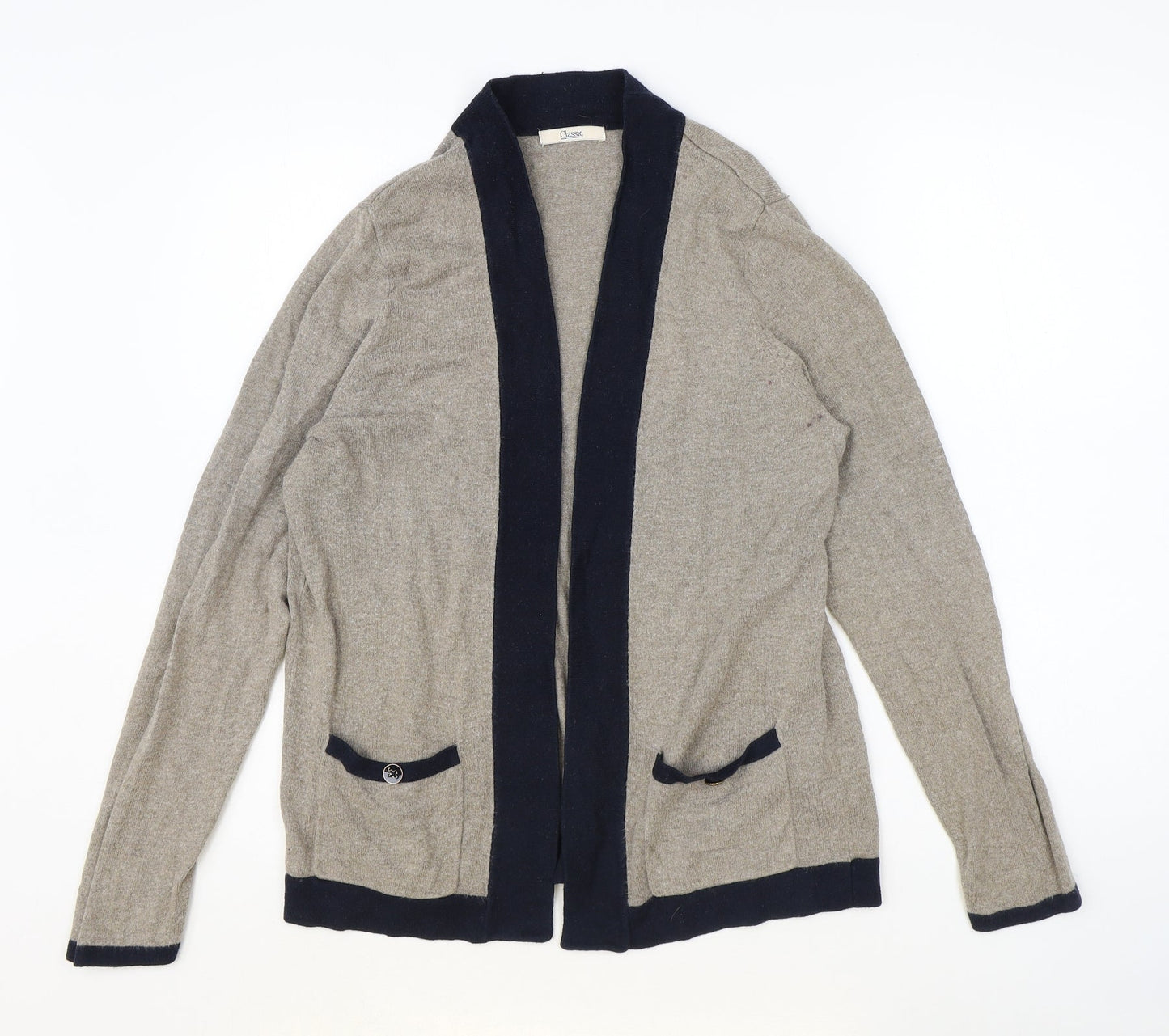 Marks and Spencer Womens Brown V-Neck Polyamide Cardigan Jumper Size 14