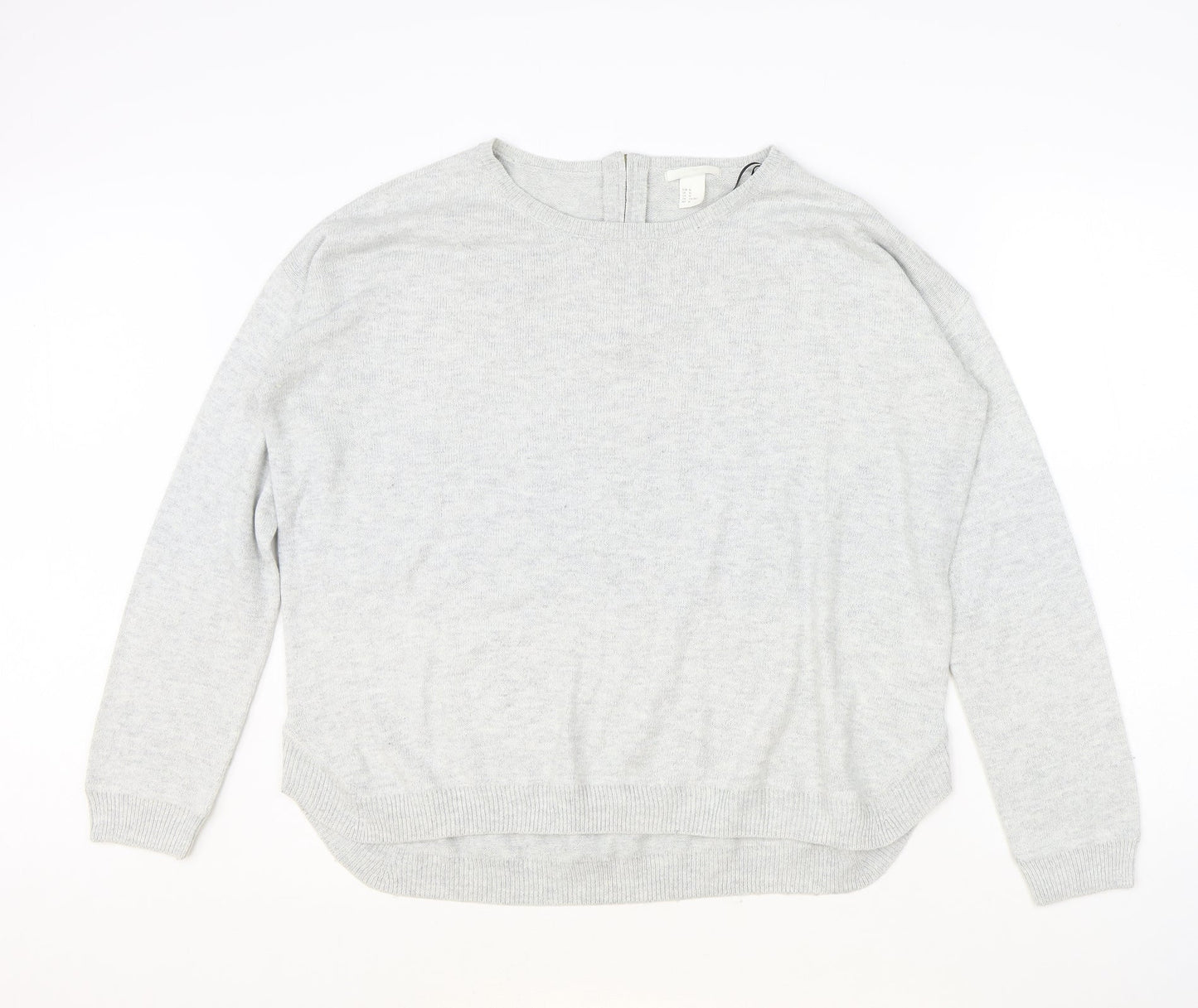 H&M Womens Grey Round Neck Acrylic Pullover Jumper Size M