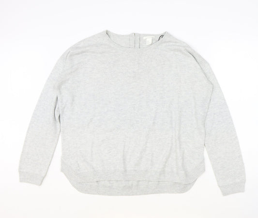 H&M Womens Grey Round Neck Acrylic Pullover Jumper Size M