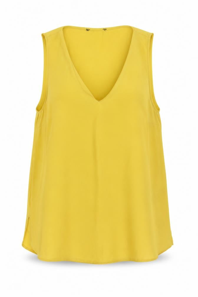 Primark Womens Yellow Polyester Basic Tank Size 12 V-Neck