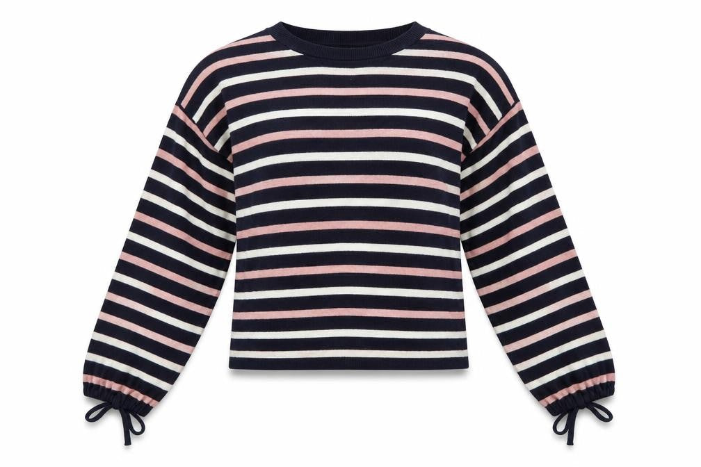 Mango Womens Blue Round Neck Striped Polyester Pullover Jumper Size S