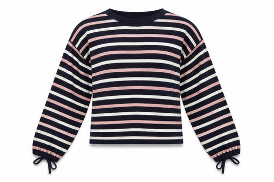 Mango Womens Blue Round Neck Striped Polyester Pullover Jumper Size S