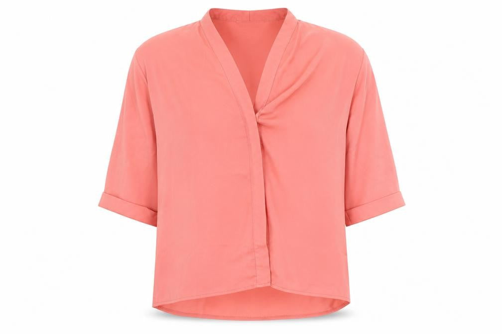 Marabel Womens Pink Polyester Basic Blouse Size 8 V-Neck