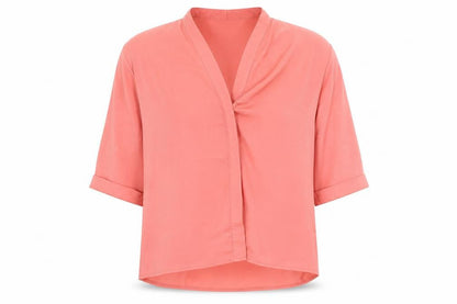 Marabel Womens Pink Polyester Basic Blouse Size 8 V-Neck