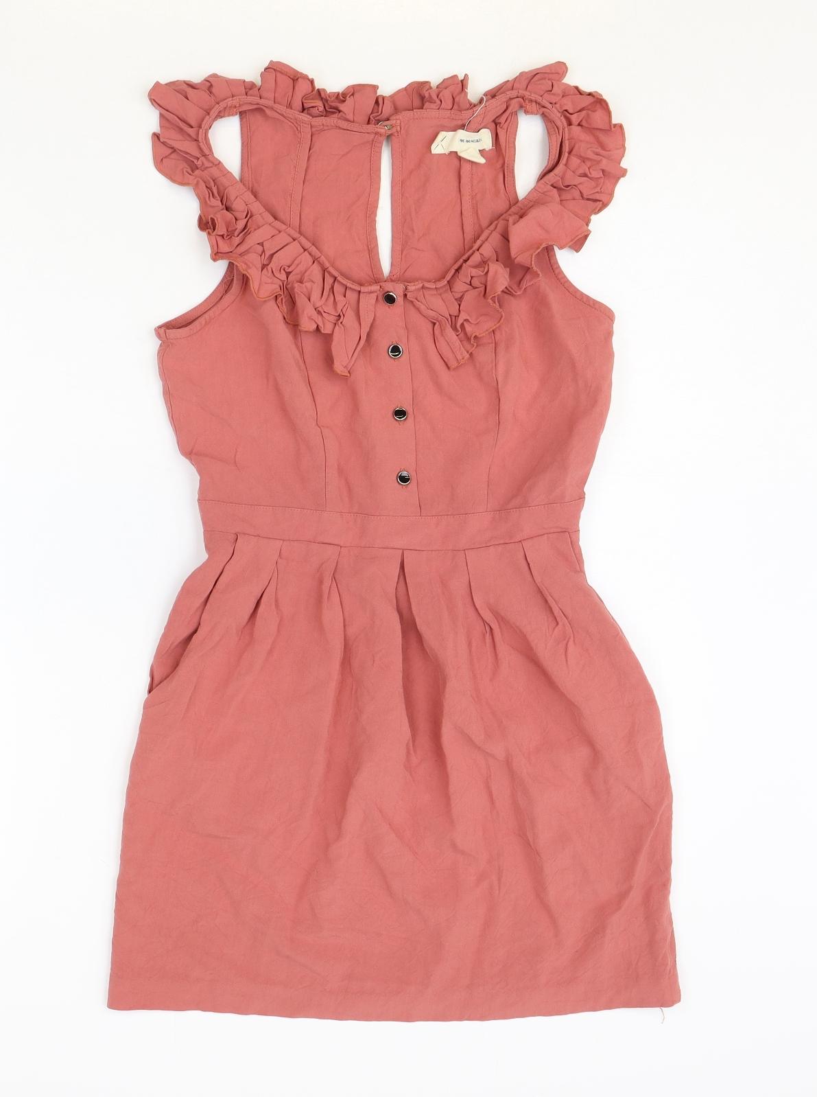 Pins and Needles Womens Pink Rayon A-Line Size S Scoop Neck Button