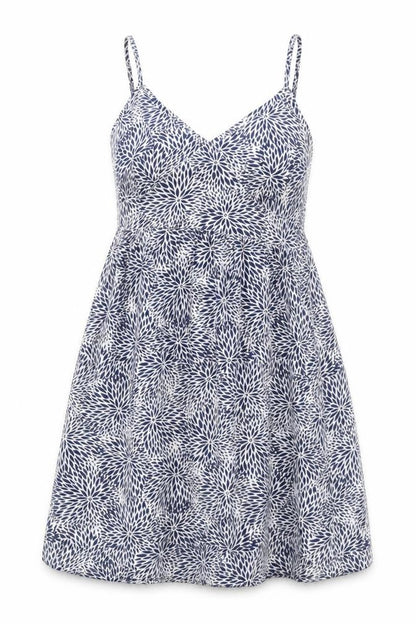 Tu Womens Blue Floral Polyester Fit & Flare Size 8 V-Neck Pullover